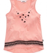 She'll wear her heart on her proverbial sleeve with this charming tank top from DKNY.