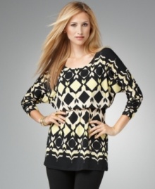 A vibrant print and a chic blouson-style fit make this Style&co. top a charismatic addition to your closet! (Clearance) A vibrant print and a chic blouson-style fit make this Style&co. top a charismatic addition to your closet! (Clearance)