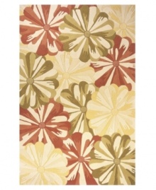 Bring your room to life with this stirring area rug, bursting with charm and colorful flower images. Premium-quality wool is  hand-carved by Momeni's master craftsmen, giving the rug a distinctive layered texture. Hand-tufted in India, this beautiful piece mixes modern design with luxurious softness.