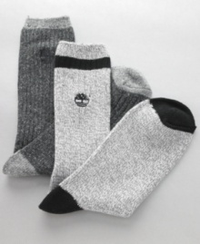 Before you lace up, toss on these Timberland socks in a breathable tweedy blend of cotton for an added layer of warmth. Before you lace up, toss on these Timberland socks in a breathable tweedy blend of cotton for an added layer of warmth.