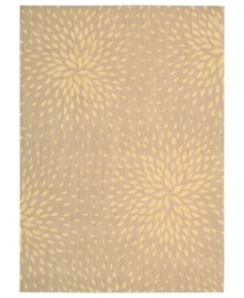 A chic starburst pattern adorns this stylish rug from the Capri collection, offering a unique focal point for any room. Woven of a blend of fine wool with Nourison's signature light-reflecting Luxcelle™ fibers, the rug's soft beige shade and luminous appearance complement a range of decors. (Clearance) A chic starburst pattern adorns this stylish rug from the Capri collection, offering a unique focal point for any room. Woven of a blend of fine wool with Nourison's signature light-reflecting Luxcelle™ fibers, the rug's soft beige shade and luminous appearance complement a range of decors. (Clearance)