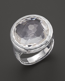 Mounted on a sterling silver band, this clear quartz ring is designed to dazzle. Mounted on a sterling silver band, this clear quartz ring is designed to dazzle.