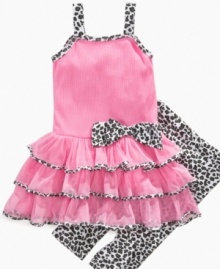 Sweet and fun. Bring out the best sides of her with this darling tutu dress and animal-print legging set from Kids Headquarters. Sweet and fun. Bring out the best sides of her with this darling tutu dress and animal-print legging set from Kids Headquarters.