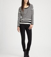 Stunning stripes and dropped shoulders enliven this comfy cotton boatneck. BoatneckDropped shouldersLong sleevesCottonDry cleanImportedModel shown is 5'10 (177cm) wearing US size 4.