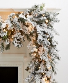 Celebrate the natural splendor of the season with garland combining the look of Norway pine, twinkling clear lights and an eternal dusting of snow. From Kurt Adler.