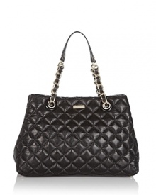 kate spade new york's chain-trimmed leather tote brings the urban cool. Whether work or weekend, style this roomy bag with sleek basics to work citified polish. kate spade new york's chain-trimmed leather tote brings the urban cool. Whether work or weekend, style this roomy bag with sleek basics to work citified polish.