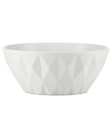 A cut above. The Castle Peak serving bowl presents an ultra-modern take on kate spade new york's signature bow motif featuring bold faceted accents in cream-colored stoneware. A cut above. The Castle Peak serving bowl presents an ultra-modern take on kate spade new york's signature bow motif featuring bold faceted accents in cream-colored stoneware.