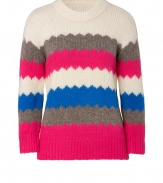 Give your casual look a playfully-chic finish with Marc by Marc Jacobs colorblocked pullover - Rounded neckline, 3/4 sleeves, ribbed trim - Slim straight fit - Team with favorite skinnies and a splash of colorful accessories