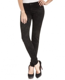 Kut from the Kloth's skinny jeans feature classic five-pocket styling and printed velvet fabric for luxe, body-hugging fit.