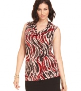 Flauniting an embellished print, Alfani's sleeveless plus size top is a perfect partner for your neutral bottoms.