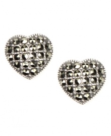 Give in to your heart's desire. Judith Jack's glistening heart studs combine silver tone mixed metal and round-cut marcasite accents. Approximate diameter: 3/8 inch.