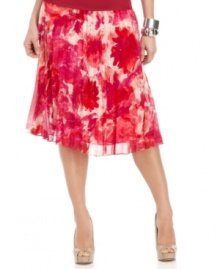A floral print and allover pleats create an ethereal, feminine look in this skirt from Jones New York. A floral print and allover pleats create an ethereal, feminine look in this skirt from Jones New York.