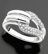 A unique way to wear sparkling diamonds. This beautiful loop ring features round-cut diamonds (1/4 ct. t.w.) set in sterling silver.