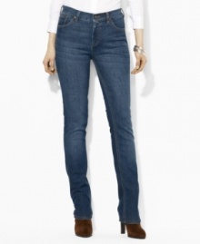 Lauren Jeans Co.'s  essential jeans features a slim, straight leg and a hint of stretch for a versatile, modern look.