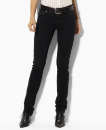 A chic skinny silhouette lends contemporary polish to Lauren Jeans Co.'s classic denim jeans, rendered with a hint of stretch for a flattering fit. A chic skinny silhouette lends contemporary polish to Lauren Jeans Co.'s classic denim jeans, rendered with a hint of stretch for a flattering fit.