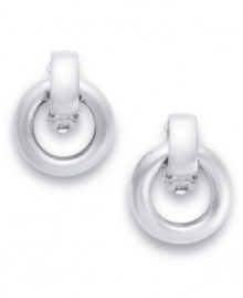 Knock, knock on Lauren Ralph Lauren's door! These chic door knocker earrings shine in silver hues. Clip-on backing for non-pierced ears. Crafted in silver tone mixed metal. Approximate drop: 5/8 inch. Approximate diameter: 7/8 inch.