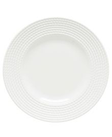 This Wickford accent plate ties in timeless sophistication with every meal. Versatile white porcelain in a clean, contemporary shape is embossed with a twisting rope pattern. This Wickford accent plate ties in timeless sophistication with every meal. Versatile white porcelain in a clean, contemporary shape is embossed with a twisting rope pattern.