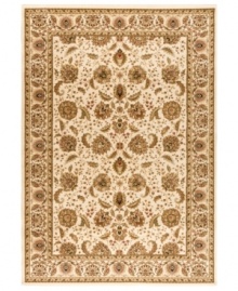 Taking its namesake from the original Kashan rugs of Persia, this area rug displays a regal look with intricate medallions in a light gold, cream, sage colorway with hints of crimson. Made in the USA of lush, heat-set polypropylene for sheer durability and effortless style. Taking its namesake from the original Kashan rugs of Persia, this area rug displays a regal look with intricate medallions in a light gold, cream, sage colorway with hints of crimson. Made in the USA of lush, heat-set polypropylene for sheer durability and effortless style.