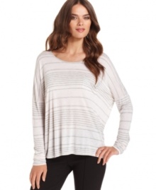 In a stylishly slouchy shape, this striped Kensie top is perfect for a cute, casual look!