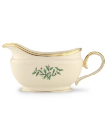 Lenox's popular Holiday pattern - a colorful holly and berry motif - on ivory fine china is the perfect way to add warmth to any gathering. Accented with 24 karat gold. Lenox's popular Holiday pattern - a colorful holly and berry motif - on ivory fine china is the perfect way to add warmth to any gathering. Accented with 24 karat gold.