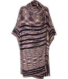 A stylish alternative to the cozy cardigan, this ultra lavish cashmere-blend cape from Missoni will elevate your cold weather style - Shawl collar, side closure, three-quarter dolman sleeves, relaxed silhouette, all-over patterned knit - Wear with skinny jeans, an oversized blouse, and platform booties