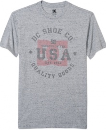 With a worn-in vintage vibe, this t-shirt from DC Shoes is the weekend mainstay you'll look forward to wearing. With a worn-in vintage vibe, this t-shirt from DC Shoes is the weekend mainstay you'll look forward to wearing.