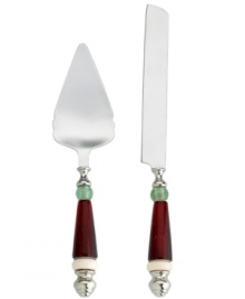 Spread good cheer around the table with the Holiday Gatherings dessert set. Lenox contrasts best-quality stainless steel with Christmas-colored accents in flatware that will serve you well season after season. Spread good cheer around the table with the Holiday Gatherings dessert set. Lenox contrasts best-quality stainless steel with Christmas-colored accents in flatware that will serve you well season after season.