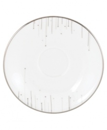 Bone china with platinum edges drips glittering icicles on slick, snowy white from Lenox Lifestyle dinnerware. The dishes, like this Platinum Ice saucer, are a recipe for cool in modern decor, delivering unique, unforgettable style to quiet meals and casual get-togethers. Qualifies for Rebate Bone china with platinum edges drips glittering icicles on slick, snowy white from Lenox Lifestyle dinnerware. The dishes, like this Platinum Ice saucer, are a recipe for cool in modern decor, delivering unique, unforgettable style to quiet meals and casual get-togethers. Qualifies for Rebate