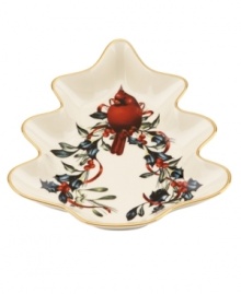 Perfect for peppermint spirals and chocolate bells, the tree-shaped Winter Greetings candy dish combines everything that's most beautiful about the season in fine ivory porcelain. Qualifies for Rebate