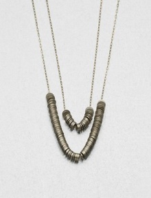 This technical, yet delicate design features clusters of sequins on dainty link chains. Oxide-plated sequinsGold-filled chainLength, about 19.5Gold-filled S-hook closureMade in USA This technical, yet delicate design features clusters of sequins on dainty link chains. Oxide-plated sequinsGold-filled chainLength, about 19.5Gold-filled S-hook closureMade in USA