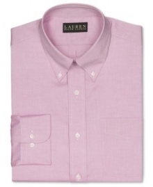 A jolt of color livens up a charcoal suit. This Lauren by Ralph Lauren slim-fit dress shirt will be your new fave. A jolt of color livens up a charcoal suit. This Lauren by Ralph Lauren slim-fit dress shirt will be your new fave.