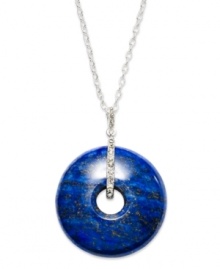 Lauren by Ralph Lauren shows how well-rounded it is with this pendant. Crafted from silver-tone mixed metal, the necklace suspends a stylish semi-precious lapis pendant. Item comes packaged in a signature Lauren Ralph Lauren Gift Box. Approximate length: 18 inches + 2-inch extender. Approximate drop: 2 inches.