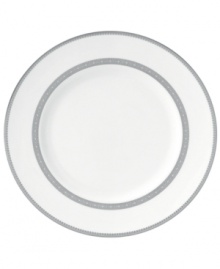 Inspired by the luxurious details that mark a Vera Wang gown, dinner plates from the Lace dinnerware and dishes set feature a delicate, lace-patterned border in gleaming platinum. Inspired by the luxurious details that mark a Vera Wang gown, dinner plates from the Lace dinnerware and dishes set feature a delicate, lace-patterned border in gleaming platinum.