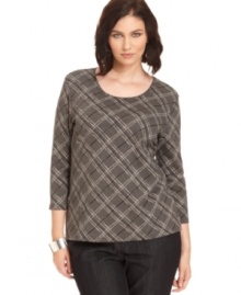Team your favorite casual bottoms with Karen Scott's three-quarter-sleeve plus size top-- it's an Everyday Value! Team your favorite casual bottoms with Karen Scott's three-quarter-sleeve plus size top-- it's an Everyday Value!