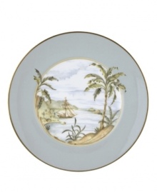 Combining the exotic lushness of the tropics with classic British style, this china collection stirs romantic thoughts of overseas adventures. This accent plate comes in three richly detailed designs--shutter, bamboo or trade winds--and features a hand-painted shore scene. A thin rim of gold lends a brilliantly elegant touch. Qualifies for Rebate Combining the exotic lushness of the tropics with classic British style, this china collection stirs romantic thoughts of overseas adventures. This accent plate comes in three richly detailed designs--shutter, bamboo or trade winds--and features a hand-painted shore scene. A thin rim of gold lends a brilliantly elegant touch. Qualifies for Rebate