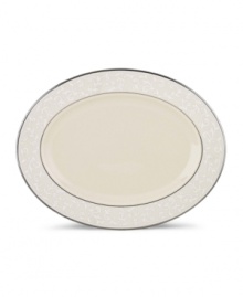 Welcome your guests to the table with the formal elegance of Lenox's Pearl Innocence. This fine bone china collection of dinnerware and dishes brings together a graceful tone-on-tone design with hand enameled pearl-like accents and rich bands of polished platinum. Qualifies for Rebate Welcome your guests to the table with the formal elegance of Lenox's Pearl Innocence. This fine bone china collection of dinnerware and dishes brings together a graceful tone-on-tone design with hand enameled pearl-like accents and rich bands of polished platinum. Qualifies for Rebate