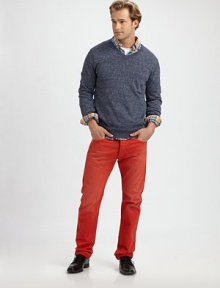 This lightweight knit has a casual edge, reinforced by a single chest pocket and crisp linen blend.V-neck pulloverChest pocketLong sleevesRib knit trim52% linen/48% polyesterDry cleanImported This lightweight knit has a casual edge, reinforced by a single chest pocket and crisp linen blend.V-neck pulloverChest pocketLong sleevesRib knit trim52% linen/48% polyesterDry cleanImported
