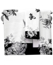 Luminous beauty. This Moonlit Garden fingertip towel from Lenox brings modern romance to your bath space with sophisticated florals in soft charcoal and black hues. Crafted of pure cotton.