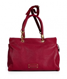 Finish ladylike looks on a sophisticated note with Marc by Marc Jacobs textured leather convertible tote - Double top handles, removable belted shoulder strap, top zip, gold-toned hardware, logo plaque, inside zippered back wall pocket, 2 front wall slot pockets - Team with knit jackets, skinnies, and flats Finish ladylike looks on a sophisticated note with Marc by Marc Jacobs textured leather convertible tote - Double top handles, removable belted shoulder strap, top zip, gold-toned hardware, logo plaque, inside zippered back wall pocket, 2 front wall slot pockets - Team with knit jackets, skinnies, and flats
