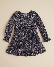 A perfectly adorable schoolgirl style from Little Ella, this abstract floral-print dress is ruffled and refined in an all the right places. A perfectly adorable schoolgirl style from Little Ella, this abstract floral-print dress is ruffled and refined in an all the right places.