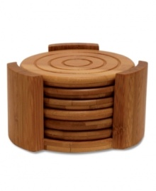 Stacking six high, these grooved bamboo drink coasters separate hot mugs and wet glasses from sensitive surfaces. With coordinating storage rack. From Lipper International. Stacking six high, these grooved bamboo drink coasters separate hot mugs and wet glasses from sensitive surfaces. With coordinating storage rack. From Lipper International.