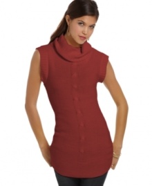 Planet Gold's knit tunic has a straight fit that pairs well with jeggings and flats for a trend-forward, fall look. Planet Gold's knit tunic has a straight fit that pairs well with jeggings and flats for a trend-forward, fall look.