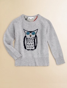 Knit right into this luxurious cashmere pullover is a wise owl with big blue eyes that gaze intently.Ribbed crewneckLong raglan sleeves with ribbed cuffsRibbed hemCashmereDry cleanImported Knit right into this luxurious cashmere pullover is a wise owl with big blue eyes that gaze intently.Ribbed crewneckLong raglan sleeves with ribbed cuffsRibbed hemCashmereDry cleanImported