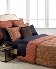 This Lauren Ralph Lauren Home Edmonton European sham, finely crafted with 230-thread count cotton sateen fabric, provides an extra layer of comfort. A rustic-colored striped landscape offers signature style. This Lauren Ralph Lauren Home Edmonton European sham, finely crafted with 230-thread count cotton sateen fabric, provides an extra layer of comfort. A rustic-colored striped landscape offers signature style.
