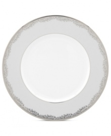 Bordered with delicate platinum flowers, the Lenox Bloomfield accent plate brings refreshing elegance to sure-to-be memorable occasions. Timeless bone china in pure white with a band of pewter complements just about any setting. Bordered with delicate platinum flowers, the Lenox Bloomfield accent plate brings refreshing elegance to sure-to-be memorable occasions. Timeless bone china in pure white with a band of pewter complements just about any setting.