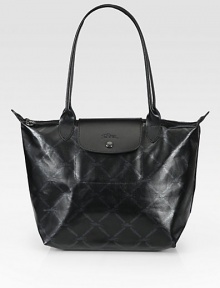 Signature equestrian print defines this roomy coated canvas carryall.Double top handles, 8 drop Flap and snap over zip closure One inside open pocket Canvas lining 10W X 9½H X 5½D Imported Signature equestrian print defines this roomy coated canvas carryall.Double top handles, 8 drop Flap and snap over zip closure One inside open pocket Canvas lining 10W X 9½H X 5½D Imported