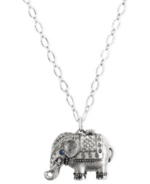 There's no ignoring this elephant in any room you might be in. Lucky Brand's locket necklace is crafted from silver-tone mixed metal, and features semi-precious lapis and turquoise accents, making it a stylish conversation starter. Item comes packaged in a signature Lucky Brand Box. Approximate length: 32 inches + 2-inch extender. Approximate drop: 3/4 inch.