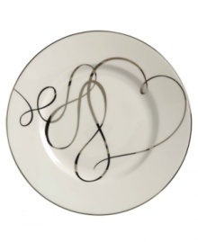 Sweet yet sophisticated, a loopy heart design sweeps across this porcelain accent plate from Mikasa. Complete with a sparkling platinum rim, this flirty ribbon pattern captivates everyone at your dinner table. Sweet yet sophisticated, a loopy heart design sweeps across this porcelain accent plate from Mikasa. Complete with a sparkling platinum rim, this flirty ribbon pattern captivates everyone at your dinner table.