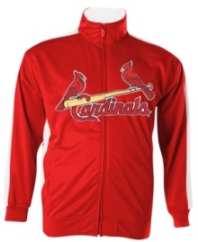 Get into the swing of the season with this sporty St. Louis Cardinals track jacket from Majestic. Get into the swing of the season with this sporty St. Louis Cardinals track jacket from Majestic.
