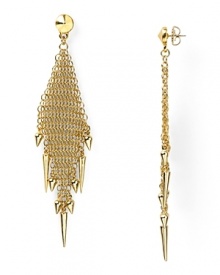 Indulge in decadently dark glamor with this pair of diamond-shaped earrings from Made Her Think, crafted of gold plate and accented by dangling spikes.